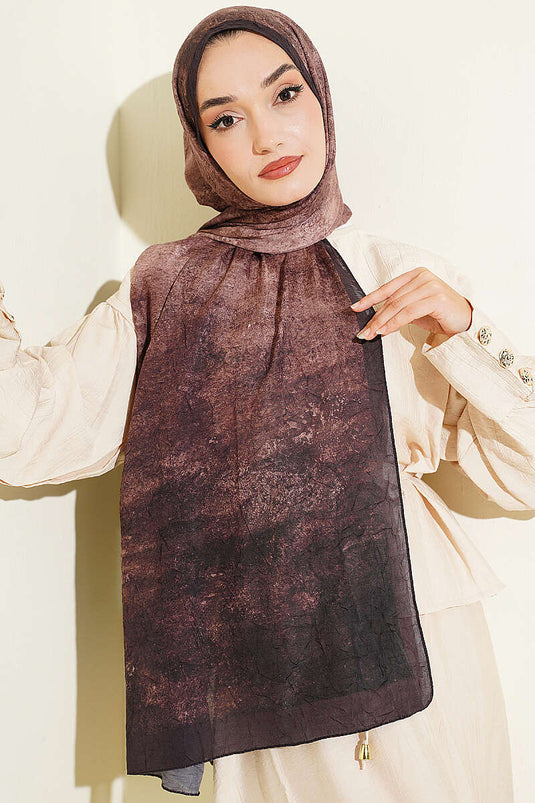Batik Degrade Bambu Kraş Şal Acı Kahve