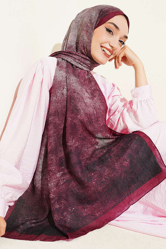 Batik Degrade Bambu Kraş Şal Bordo