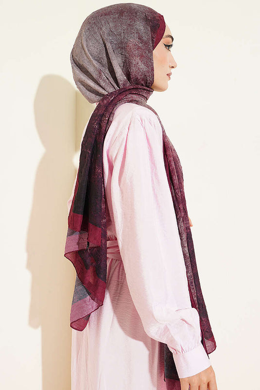 Batik Degrade Bambu Kraş Şal Bordo