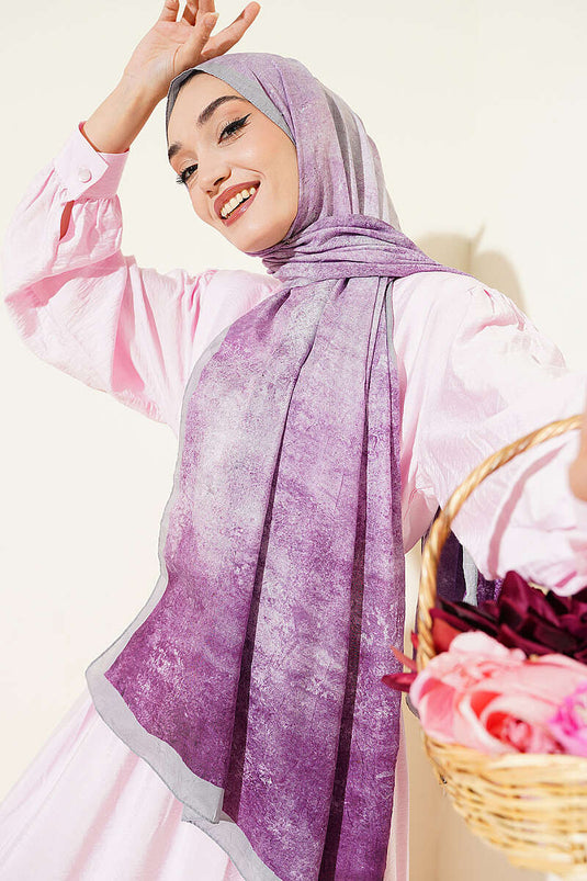 Batik Degrade Bambu Kraş Şal Eflatun