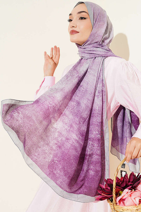 Batik Degrade Bambu Kraş Şal Eflatun