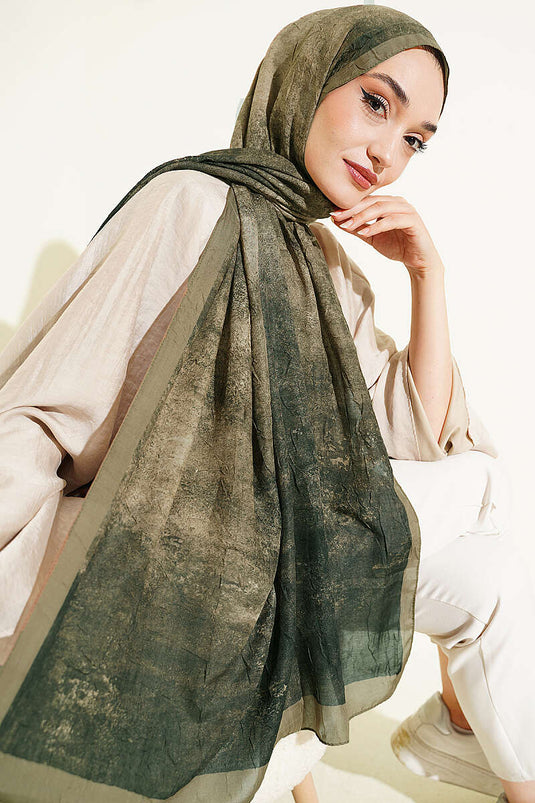 Batik Degrade Bambu Kraş Şal Yağ Yeşili