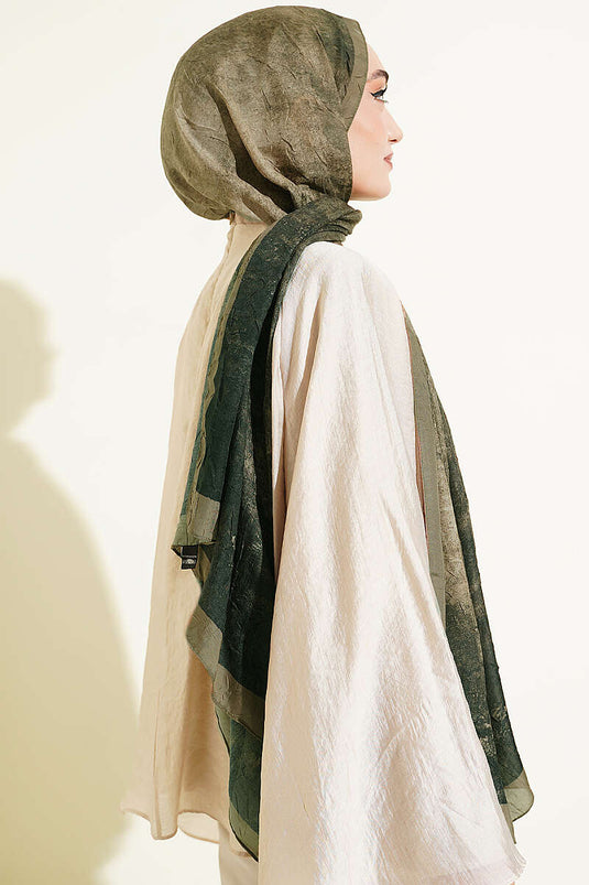 Batik Degrade Bambu Kraş Şal Yağ Yeşili