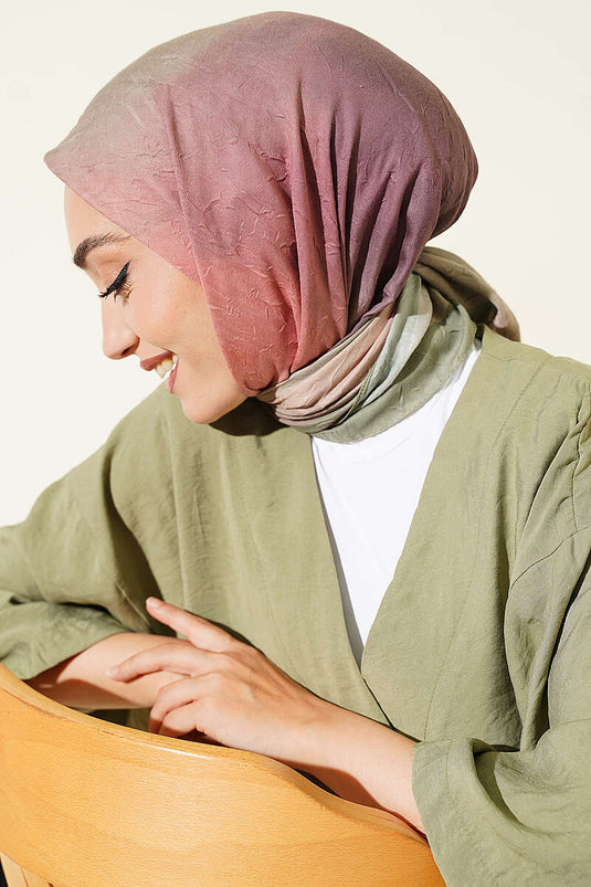 Batik Desen Bambu Kraş Eşarp Çağla Yeşili