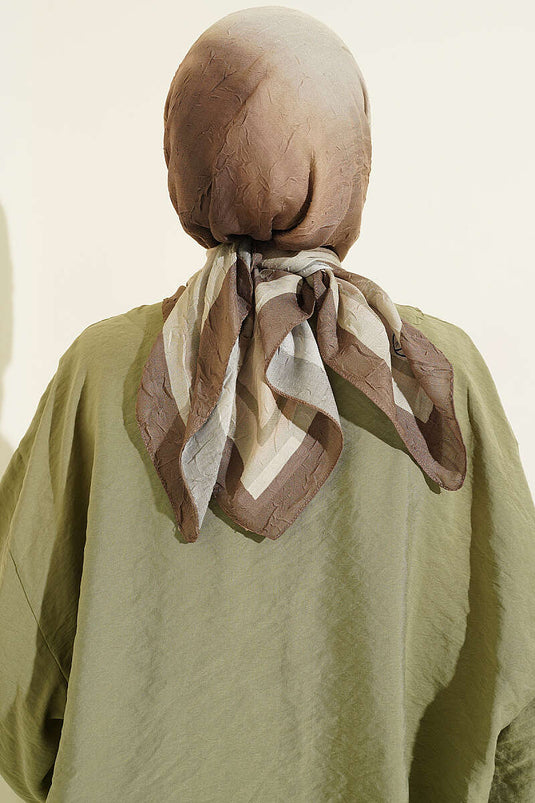 Batik Desen Bambu Kraş Eşarp Kına Yeşili