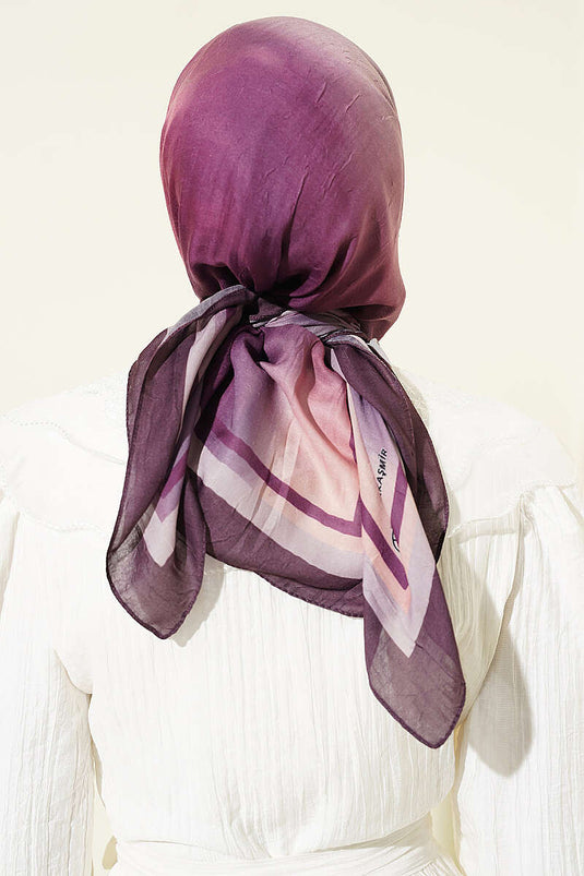 Batik Desen Bambu Kraş Eşarp Mürdüm