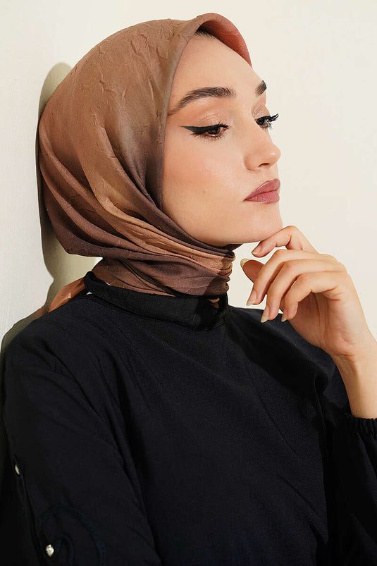 Batik Desen Bambu Kraş Eşarp Siyah Kahve