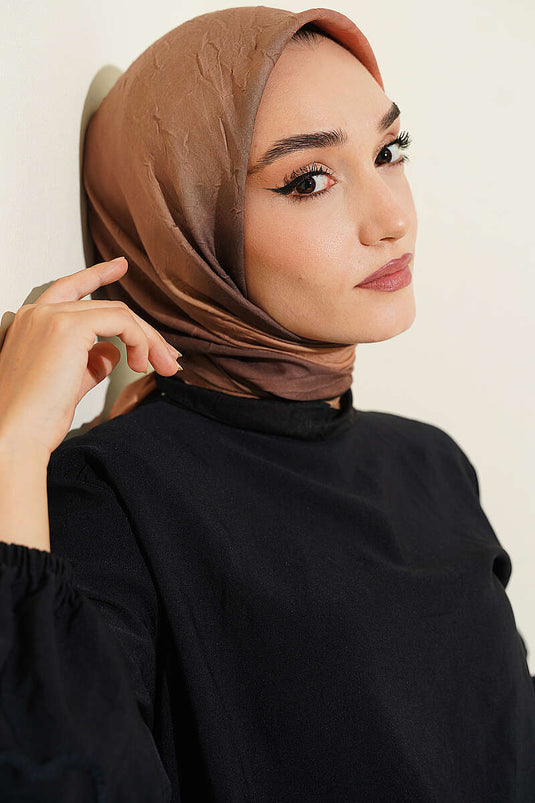 Batik Desen Bambu Kraş Eşarp Siyah Kahve
