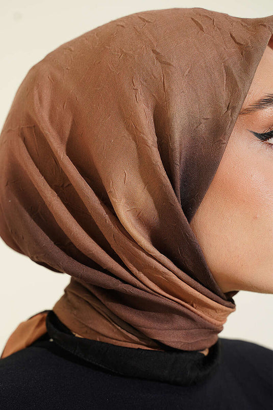 Batik Desen Bambu Kraş Eşarp Siyah Kahve