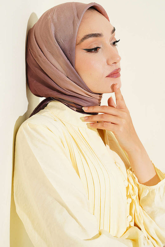 Batik Desen Bambu Kraş Eşarp Soft Kahve