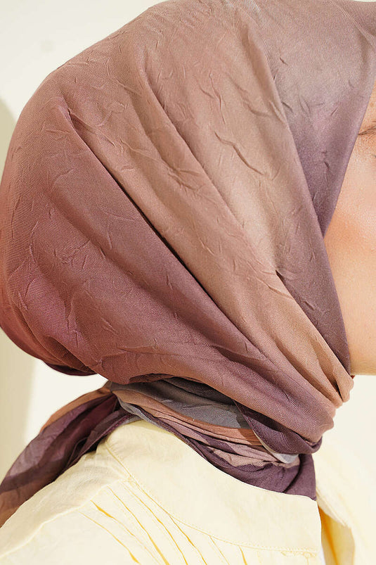 Batik Desen Bambu Kraş Eşarp Soft Kahve