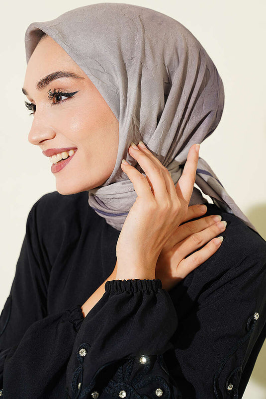 Batik Desen Bambu Kraş Eşarp Taş Gri