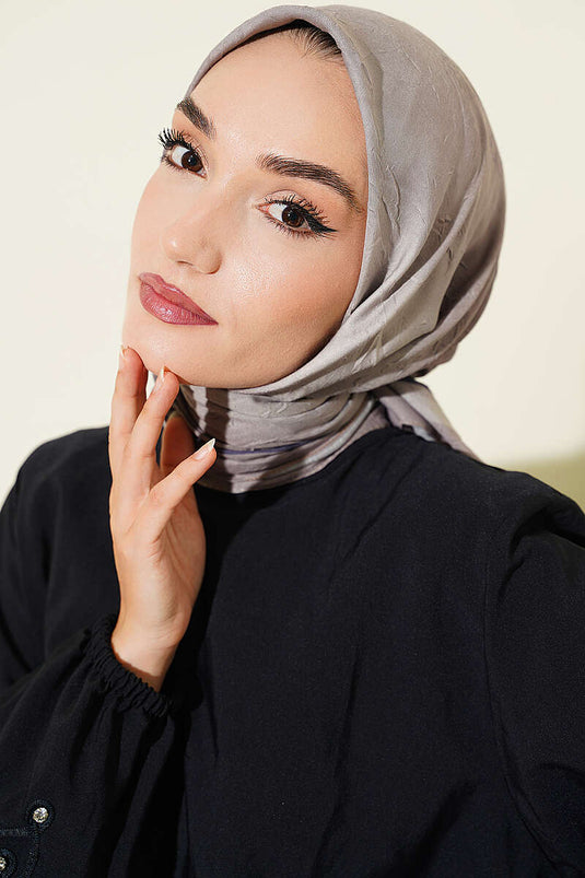 Batik Desen Bambu Kraş Eşarp Taş Gri