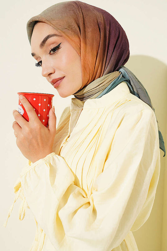 Batik Desen Bambu Kraş Eşarp Zümrüt