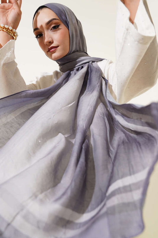 Écharpe de protection grise en bambou à motif batik