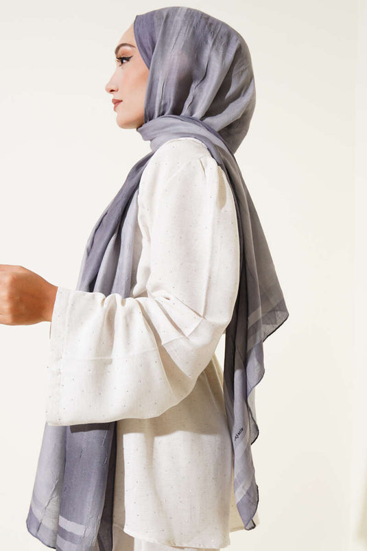 Écharpe de protection grise en bambou à motif batik