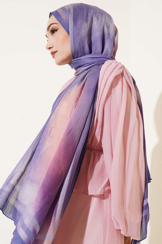 Batik Desen Bambu Kraş Şal Lavanta