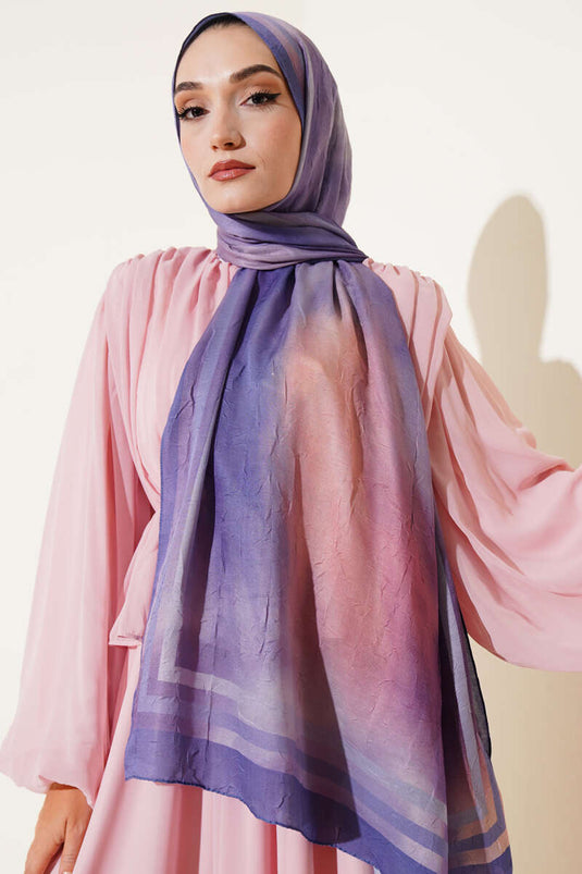 Batik Desen Bambu Kraş Şal Lavanta