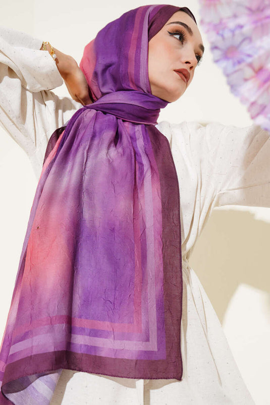 Châle en bambou à motif batik couleur prune