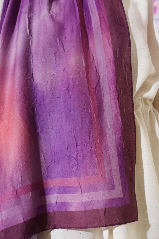 Batik Pattern Bamboo Crash Shawl, Plum