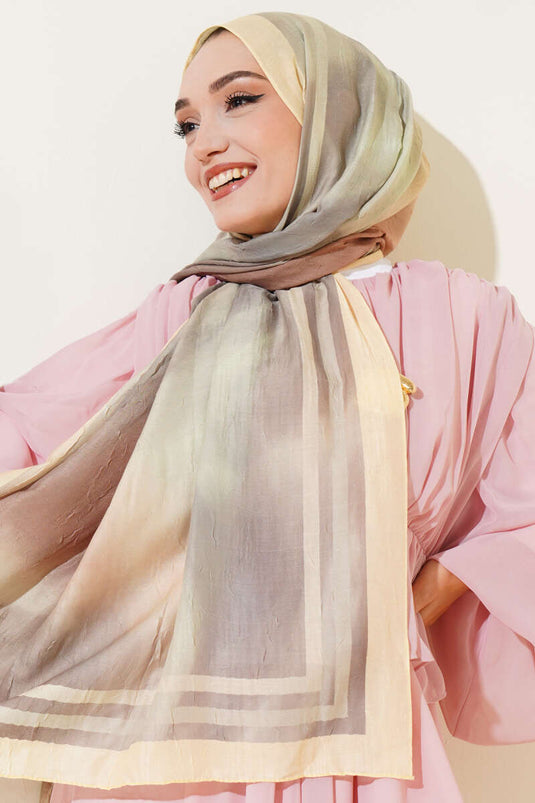 Batik Desen Bambu Kraş Şal Sarı