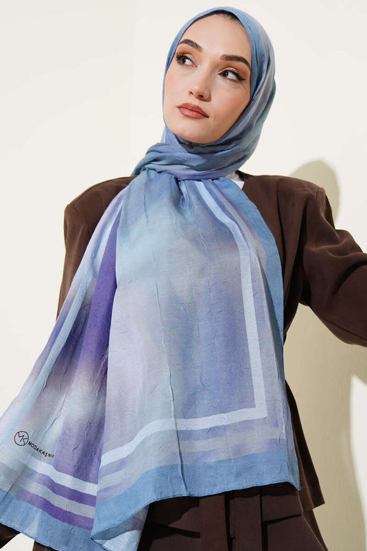 Écharpe de protection en bambou à motif batik bleu clair