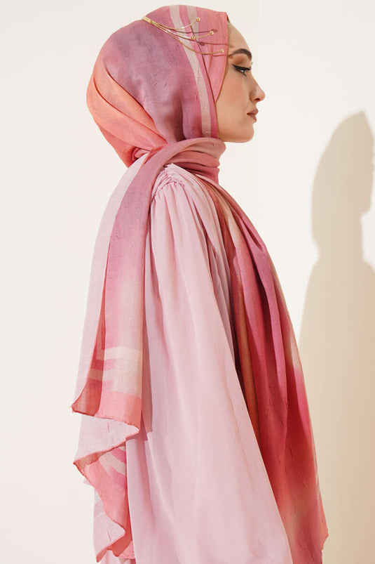 Batik Pattern Bamboo Crash Shawl, Baby Pink