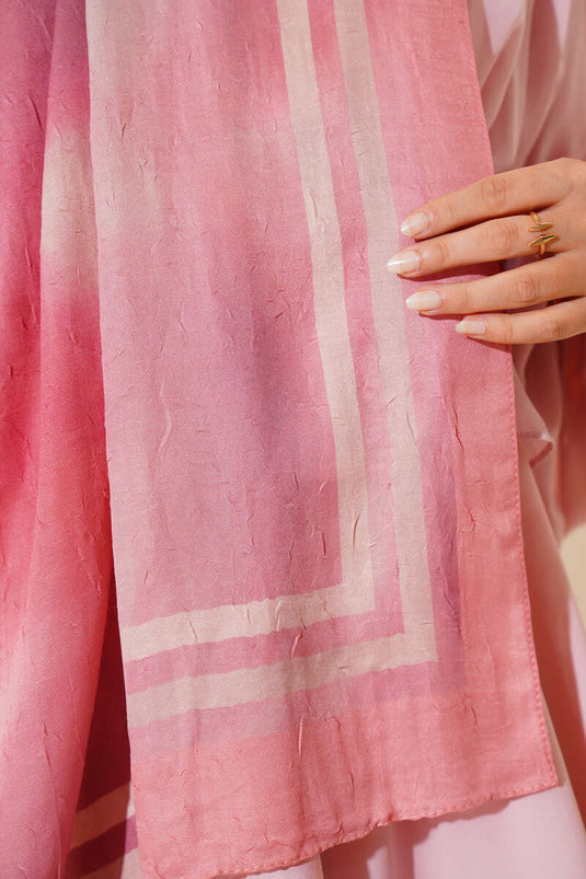 Batik Pattern Bamboo Crash Shawl, Baby Pink