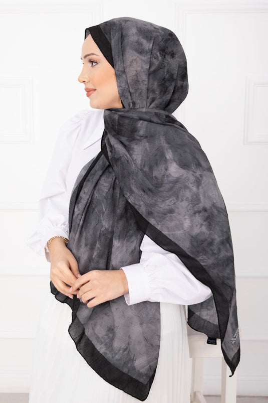 Série d'écharpes en bambou à motif batik noir