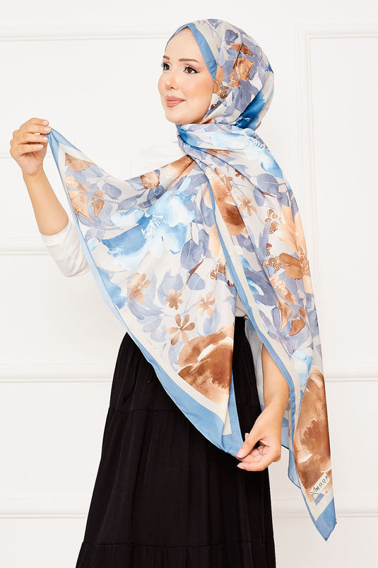 Batik Pattern Floral Modest Scarf Indigo