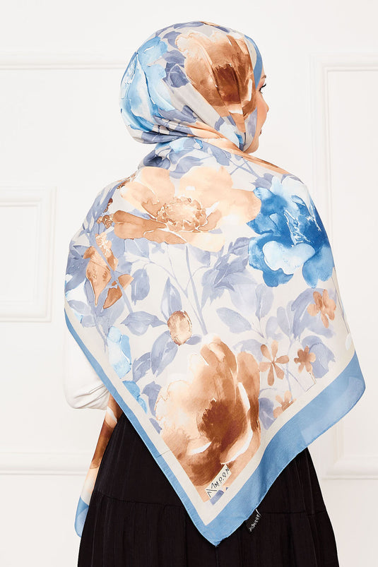 Batik Pattern Floral Modest Scarf Indigo