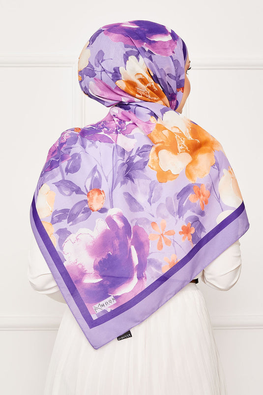 شال حجاب بنقشة الباتيك، لون أرجواني