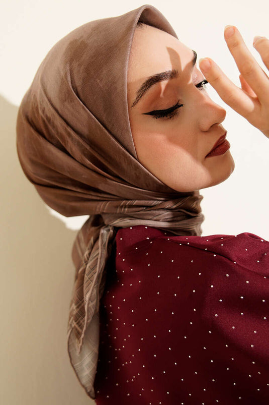 Écharpe Demore à motif batik beige sable