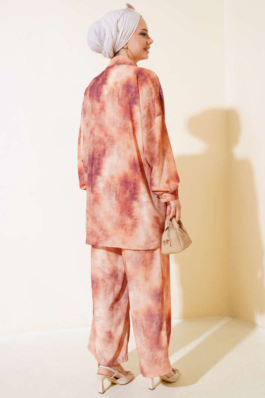 Batikpatroon Tweedelige set Kameel