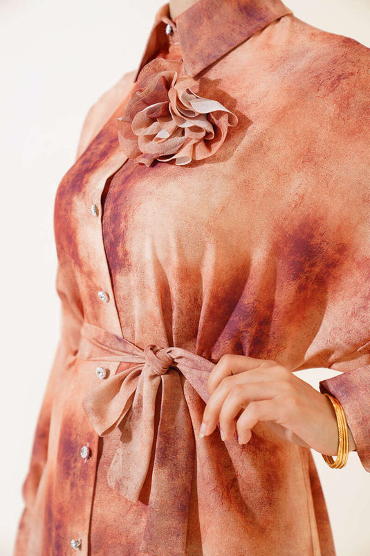 Batikpatroon Tweedelige set Kameel