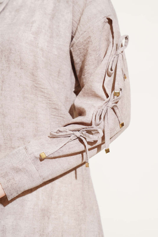 قميص بأكمام بنمط الباتيك من قماش المنك