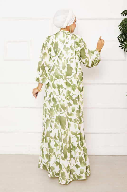 Batik Pattern Modal Hijab Dress Khaki