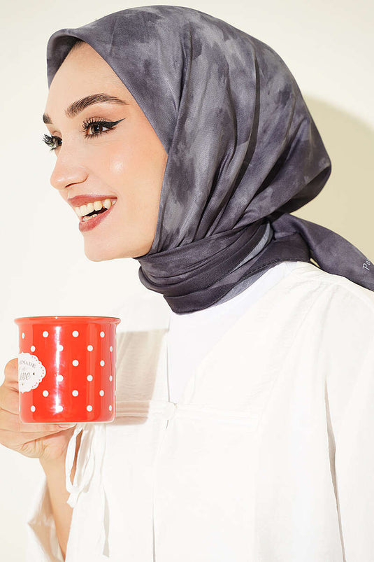 Batik Pattern Soft Scarf Smoke Grey