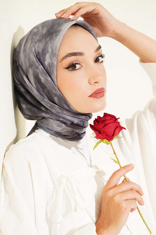 Batik Pattern Soft Scarf Kayrak Grey