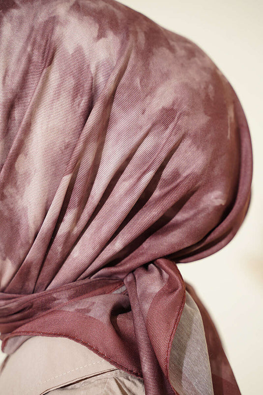 Batik Pattern Soft Scarf In Beige And Coffee