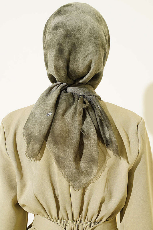 Batik Patroon Zachte Kraş Serie Sjaal Khaki