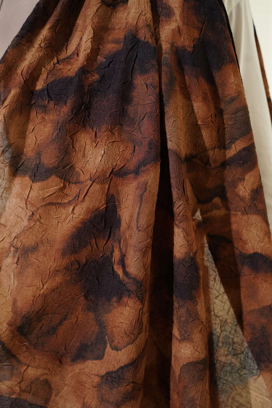 Batik Desenli Bambu Kraş Şal Camel