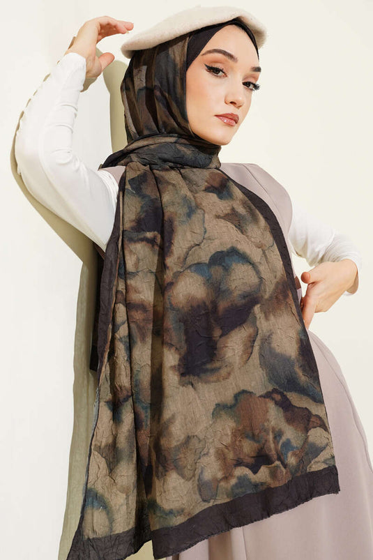 Foulard en bambou à motif batik, vert camouflage