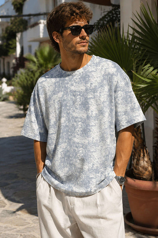 Batik Desenli Erkek T-shirt Gri