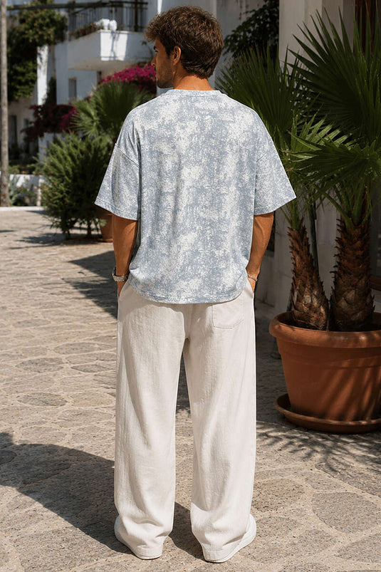 Batik Desenli Erkek T-shirt Gri