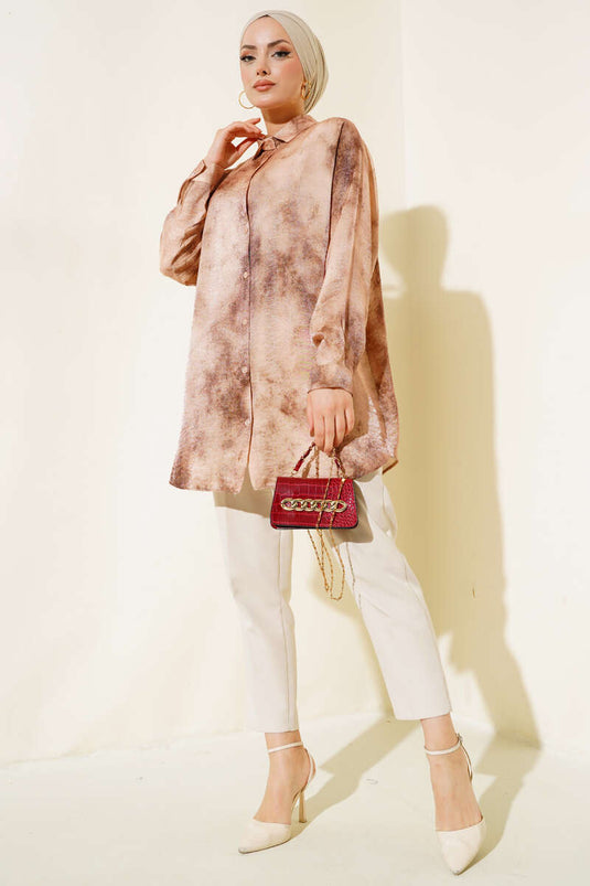 Tunique à Motifs Batik Marron