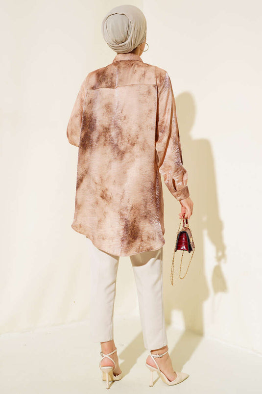 Tunique à Motifs Batik Marron