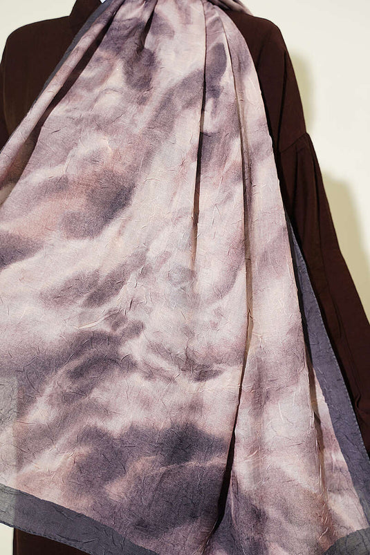 Batik Ebruli Bambu Kraş Şal Acı Kahve