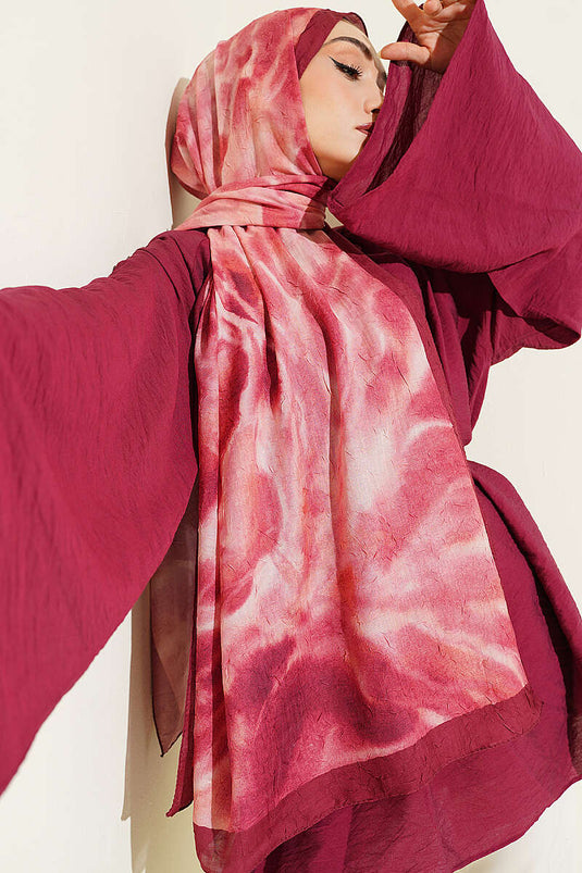 Batik Ebruli Bambus Strick Schal Bordeaux