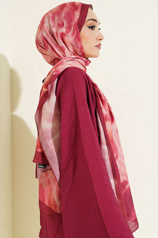 Batik Ebruli Bambus Strick Schal Bordeaux